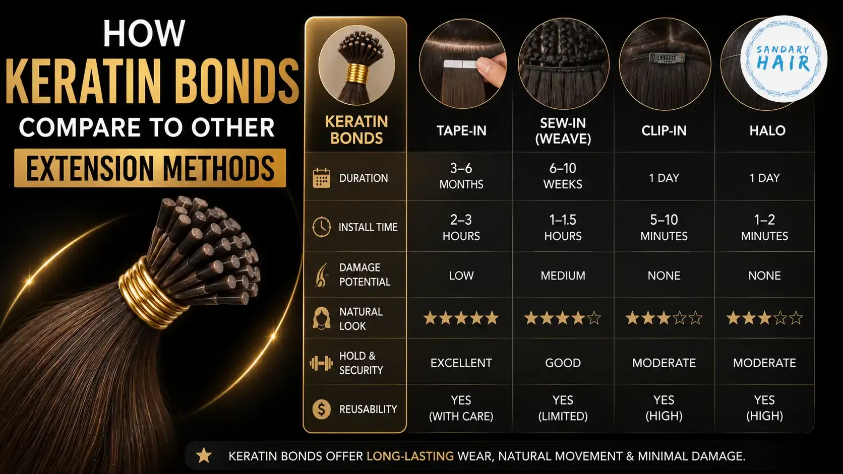 How Keratin Bonds Compare to Other Extension Methods