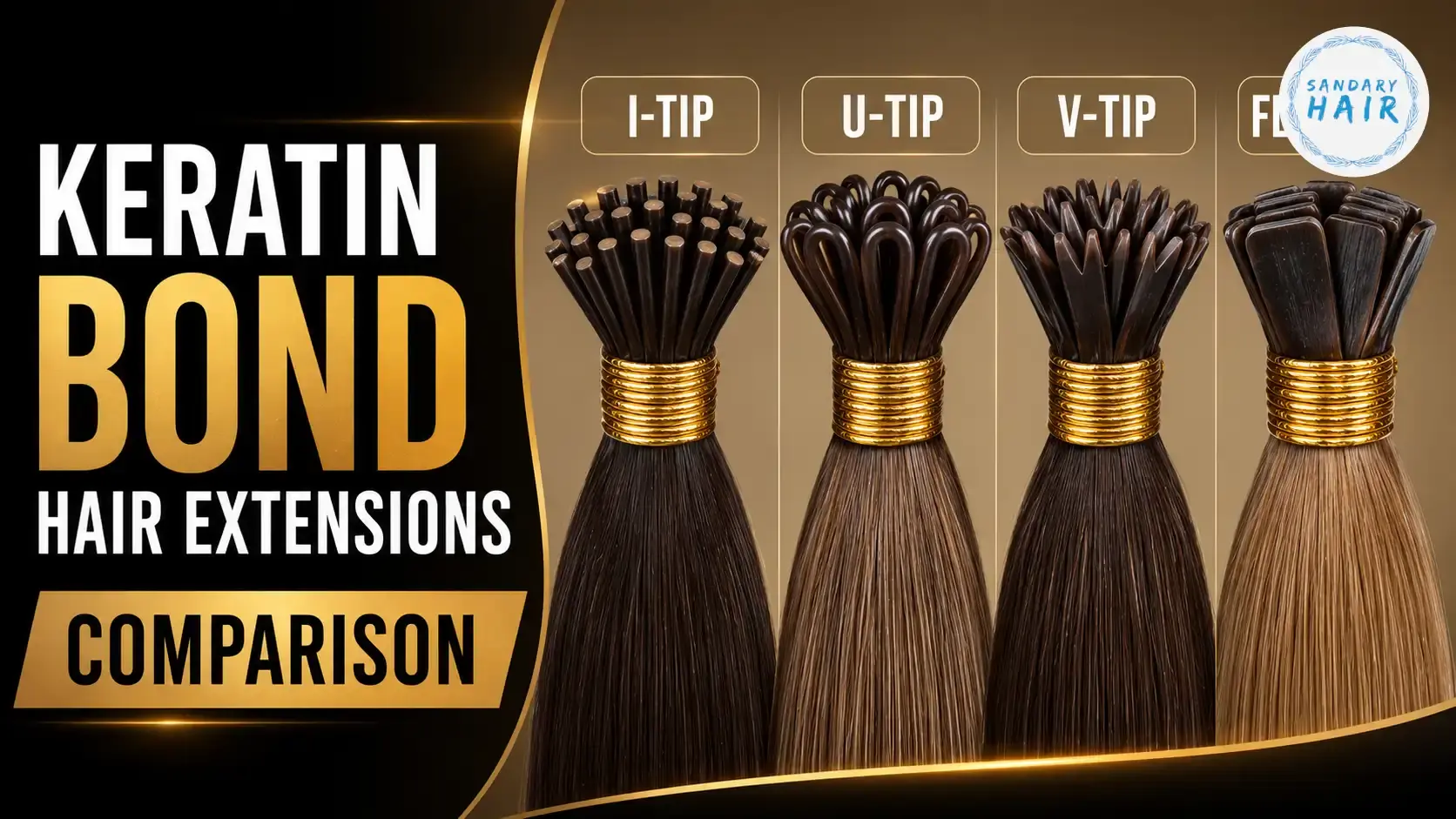 Keratin bond hair extensions I-tip U-tip V-tip flat-tip comparison
